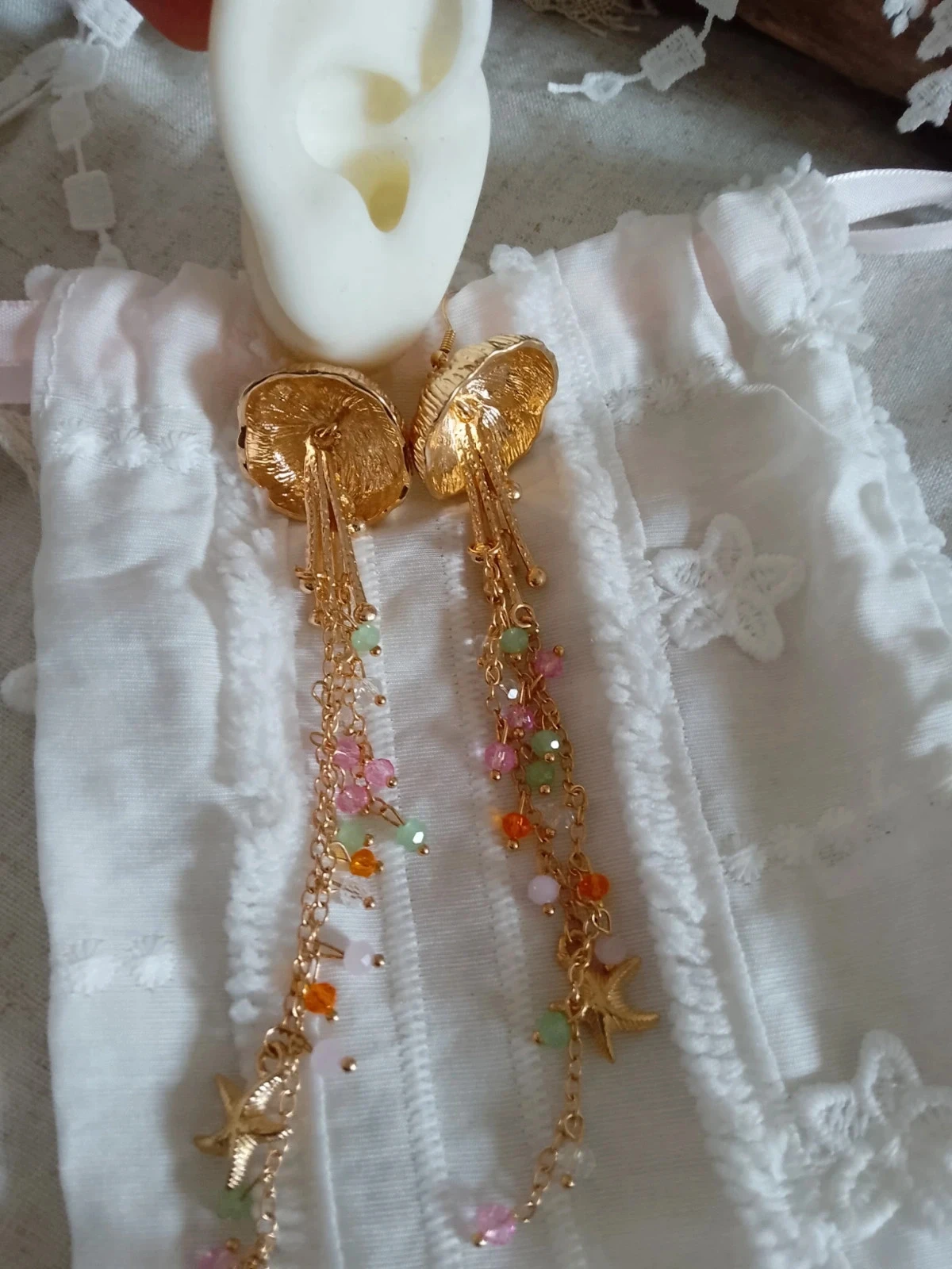Brincos boêmios de água-viva dourada – photo 3